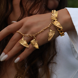 FEATHER GOLD HAND CHAIN BRACELET