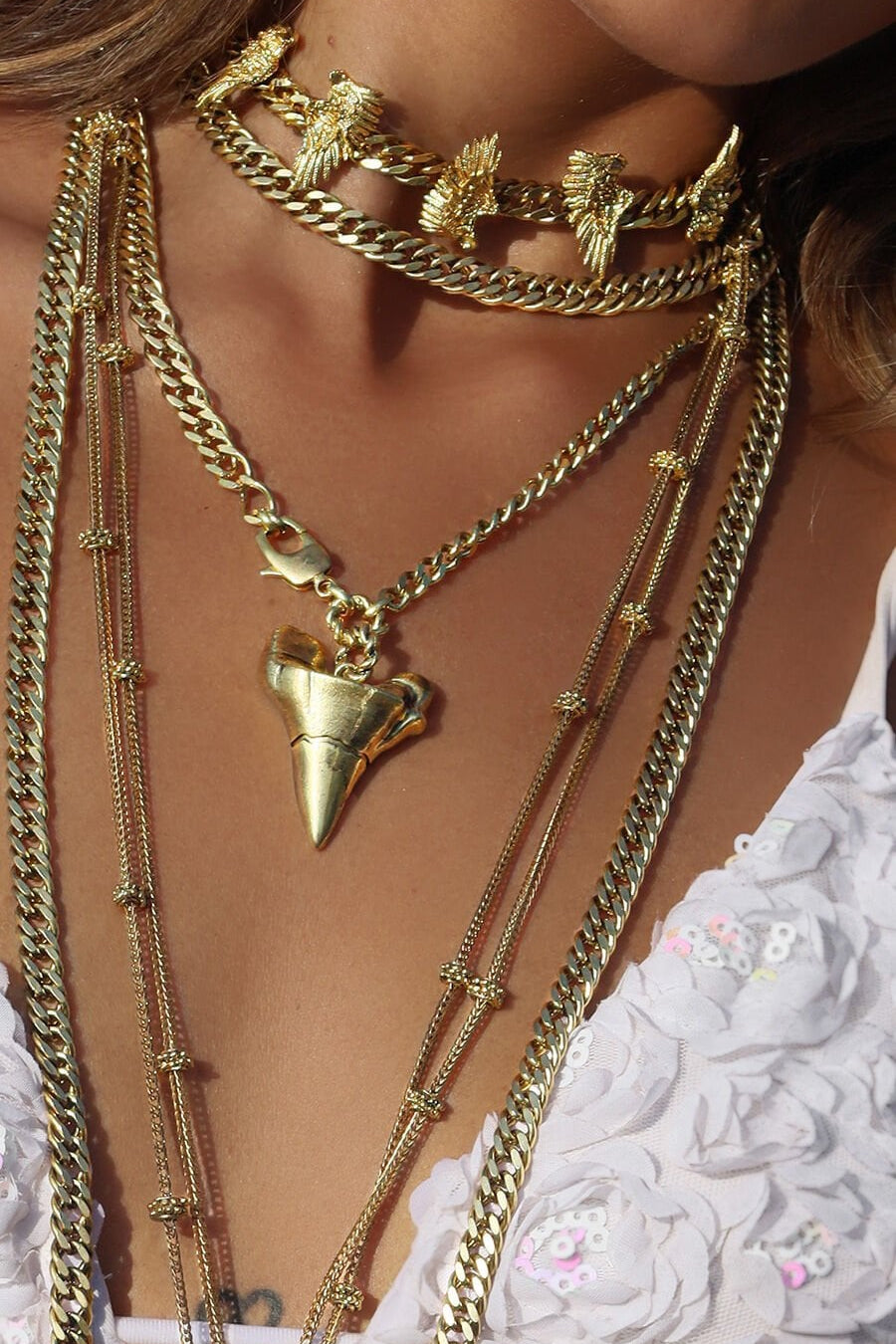 FEATHER GOLD CHOKER NECKLACE