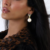 FELINE PEARL DANGLE EARRINGS