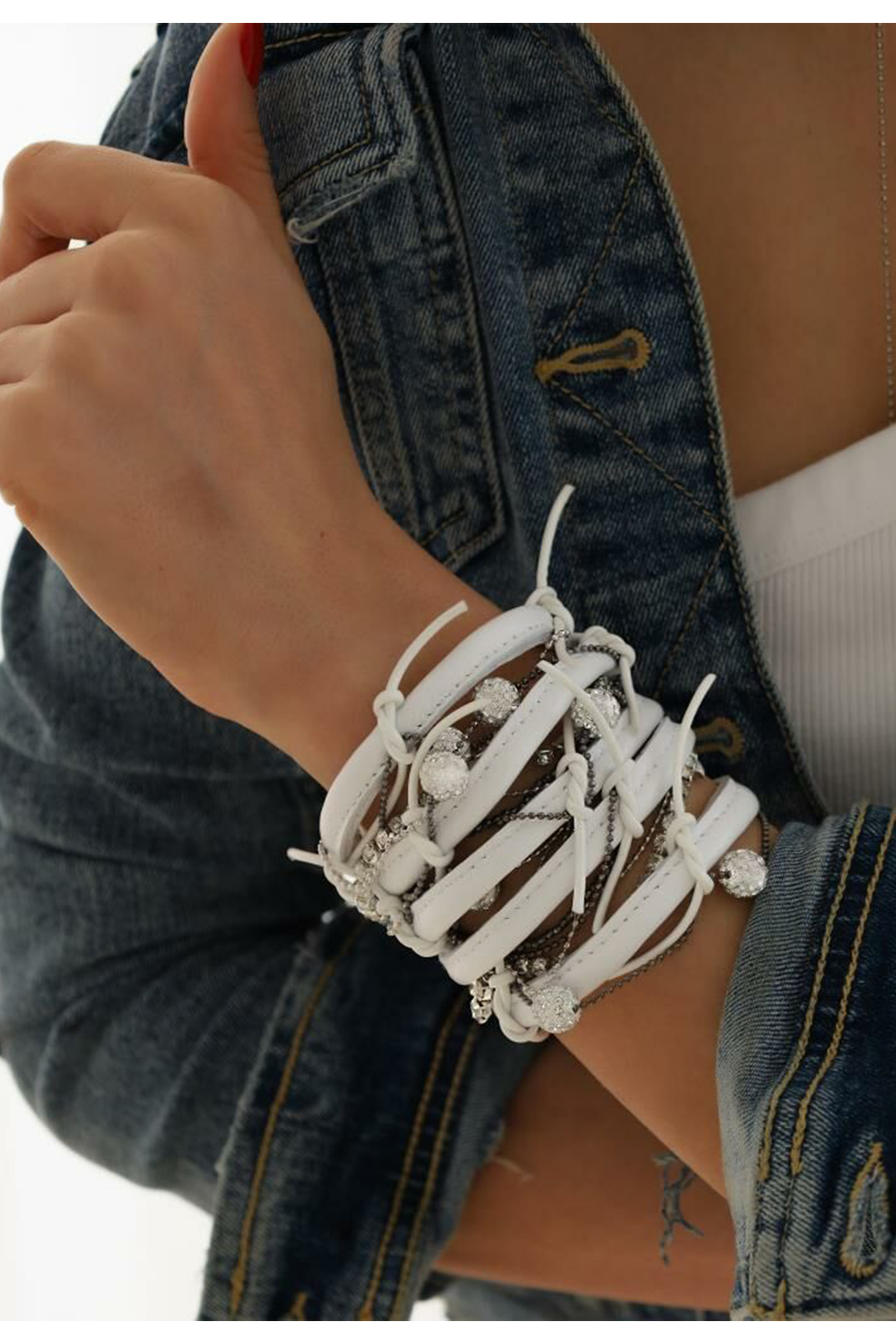 LUCI WHITE LEATHER BRACELET