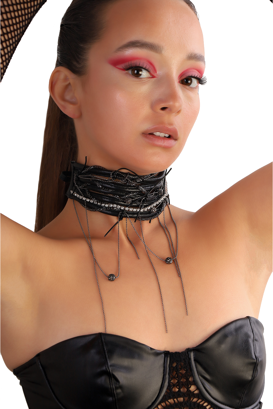 MARCASITE LEATHER NECKLACE