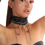 MARCASITE LEATHER NECKLACE