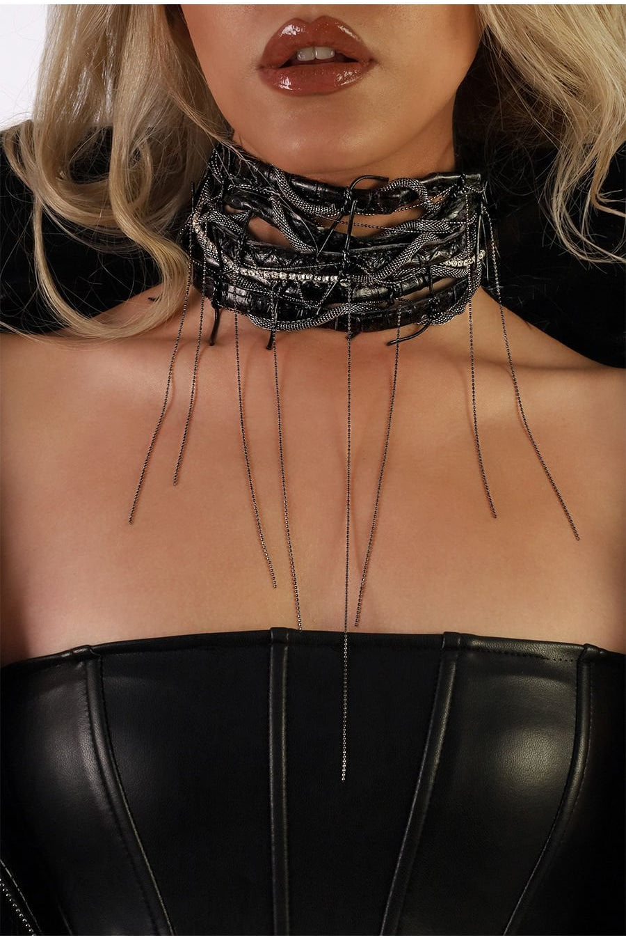 NATHAIR SNAKE LEATHER CHOKER NECKLACE