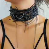 NATHAIR LEATHER CHOKER NECKLACE