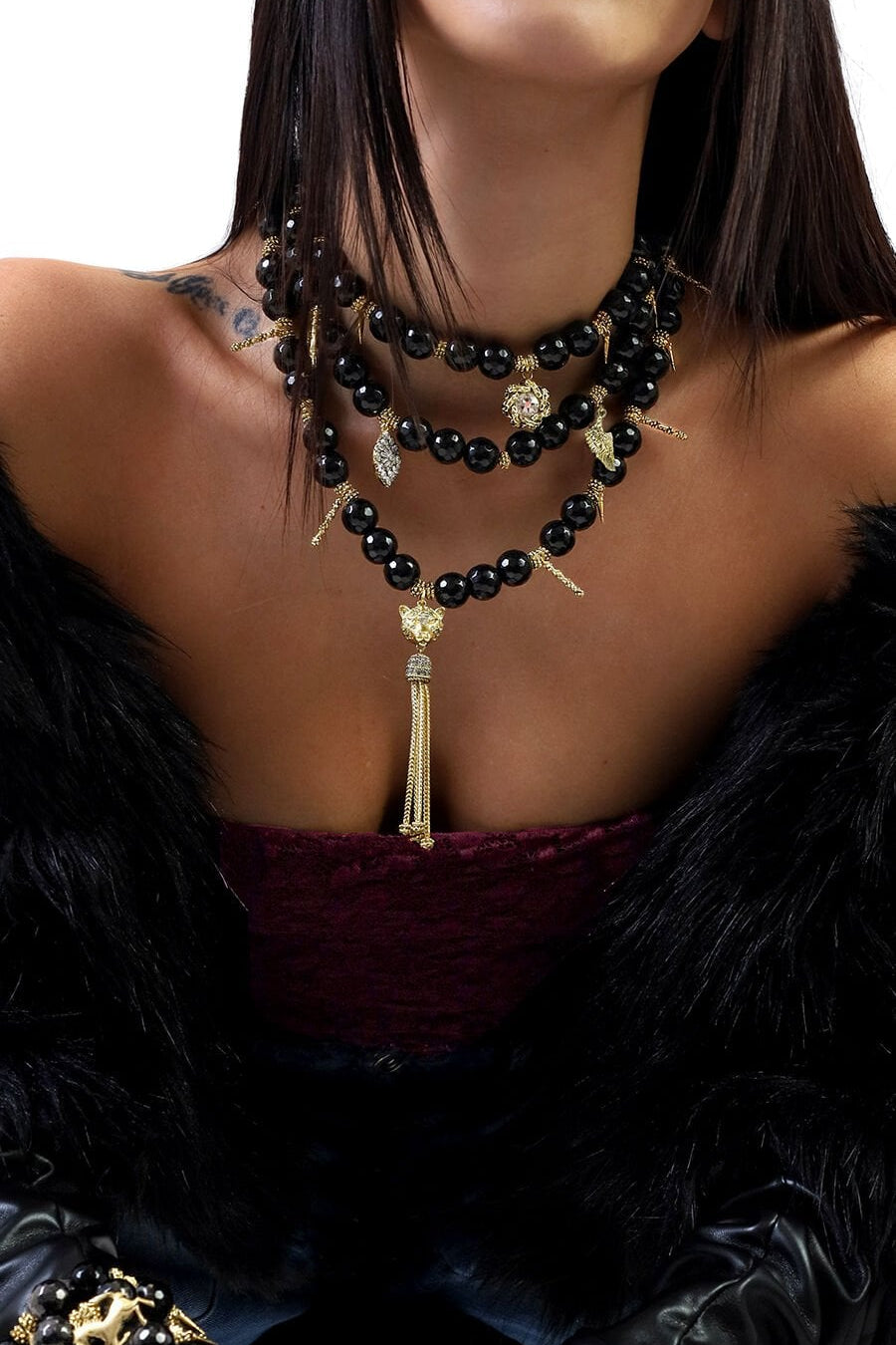 NOXELIA LAYERED ONYX NECKLACE