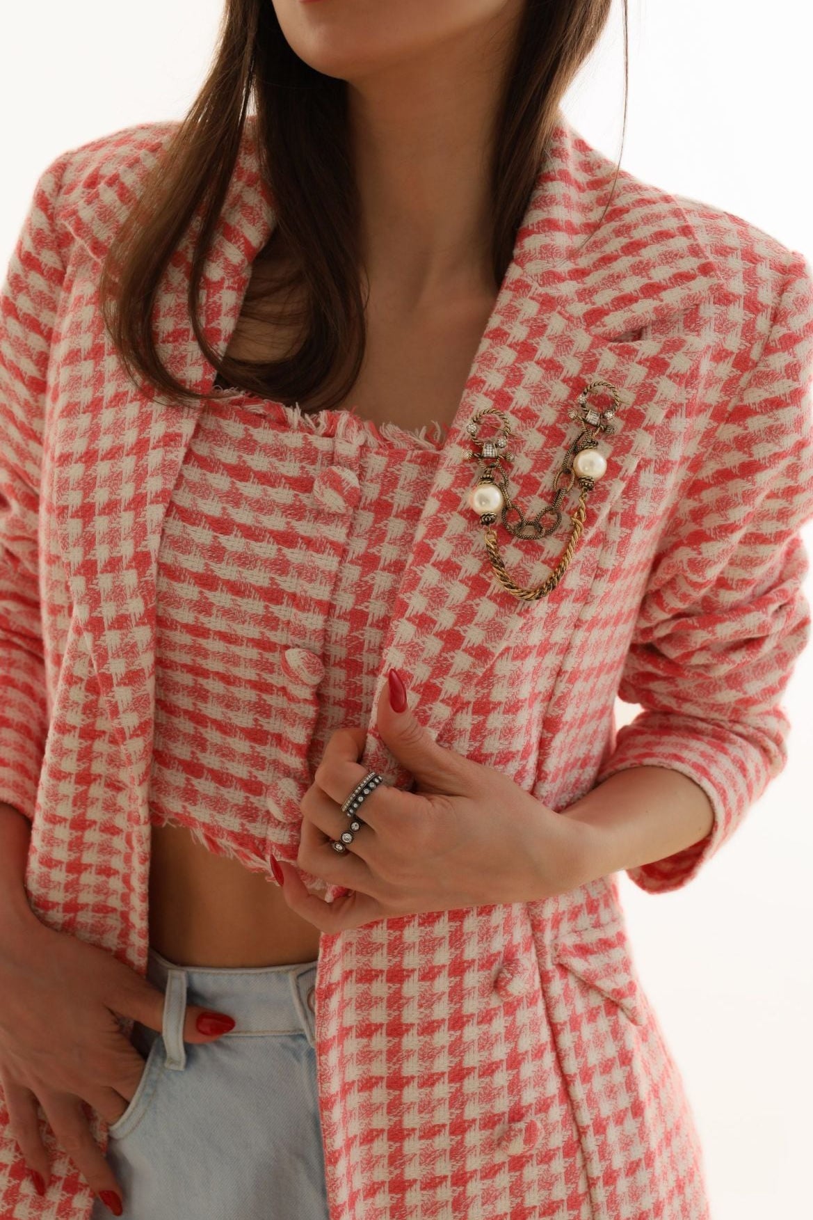 PERLA PEARL CHAIN BROOCH