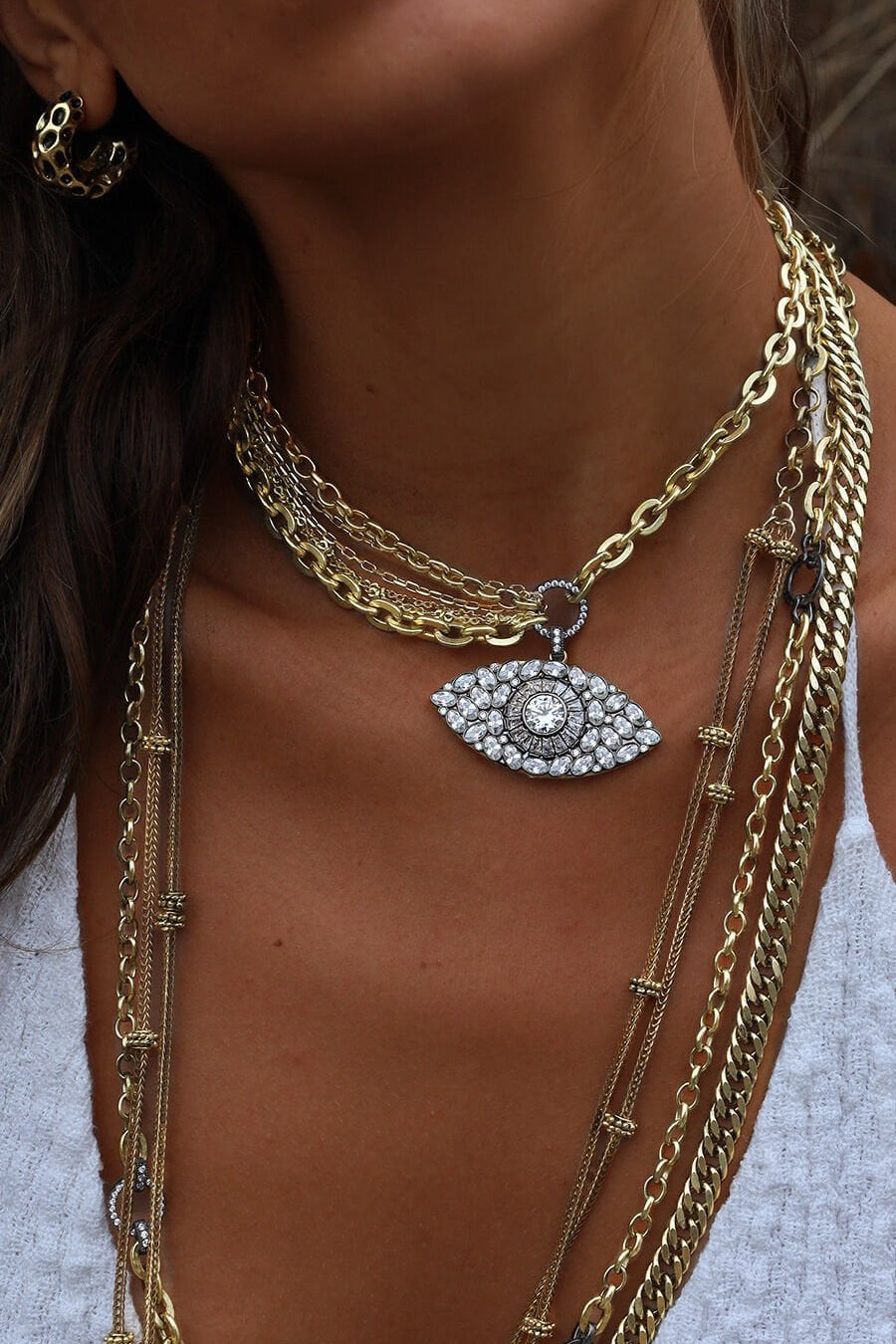 SUADELA GOLD PLATED EYE NECKLACE