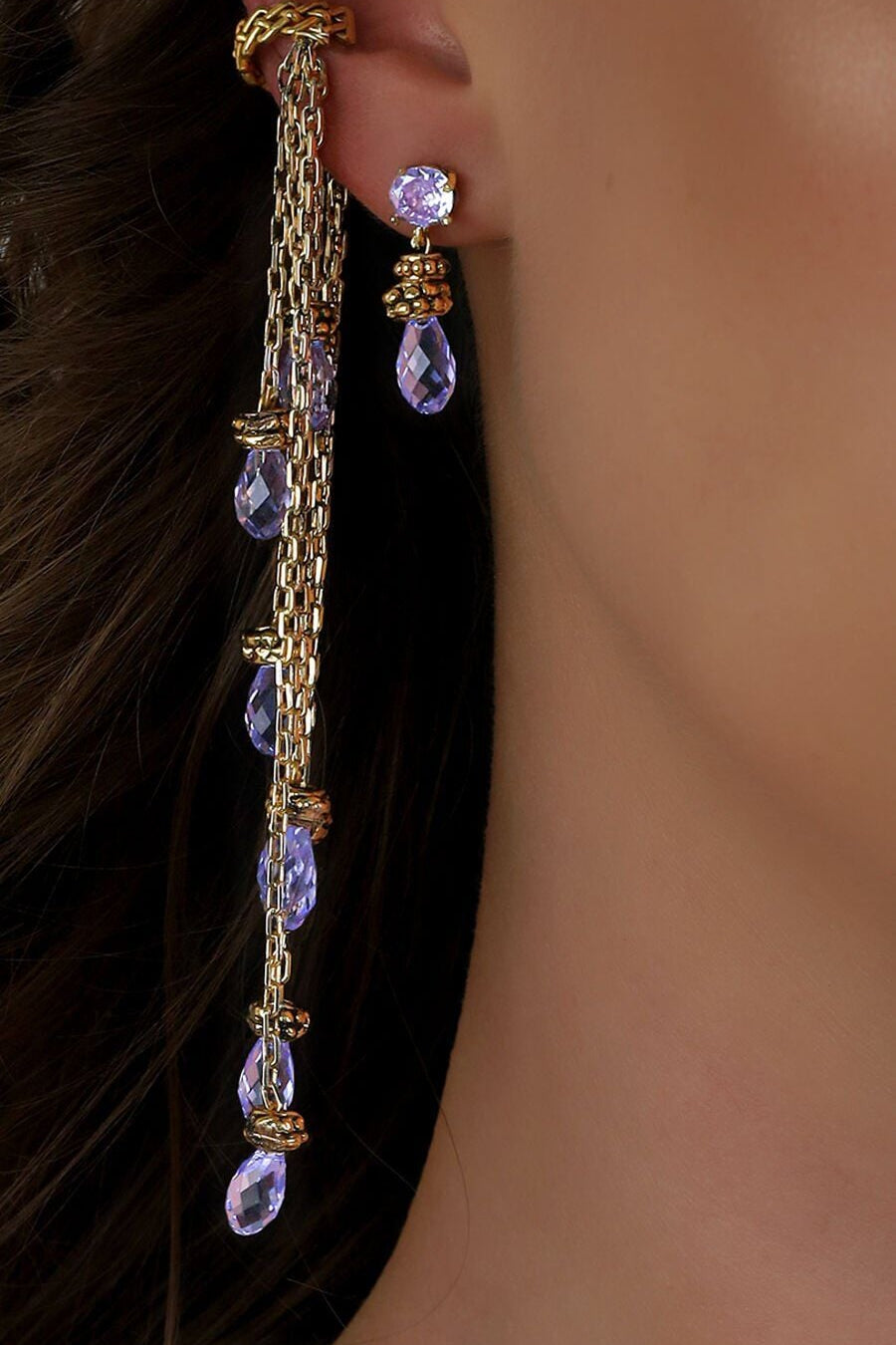 VIOLET CRYSTAL DROP EARRINGS